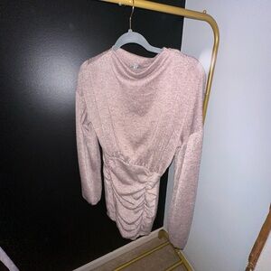 Champagne Sparkle Mini Dress - High Neck